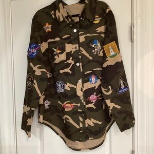 CAMOUFLAGE Denim Patch JACKET (Size: 2XL) (Color: Camo)